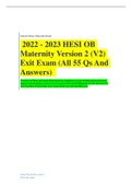 2022 - 2023 HESI OB Maternity Version 2(V2) Exit Exam (All 55 Qs) TB w/Pics Included!! A++