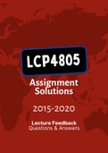 LCP4805 - Assignment Feedback - Solutions (2014-2020)
