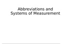 Abbreviations and Systems of Measurement
