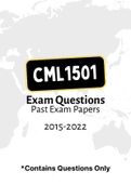 CML1501 - Exam Questions PACK (2015-2022) 