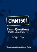 CMM1501  - Exam Revision Questions (2015-2019)