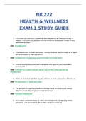 NR 222 HEALTH & WELLNESS EXAM 1 STUDY GUIDE