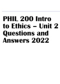 PHIL 200 Intro to Ethics – Unit 2 Questions and Answers 2022