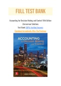 Accounting for Decision Making and Control 10th Edition Zimmerman Solutions