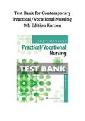 Test Bank for Contemporary Practical/Vocational Nursing 9th Edition Kurzen