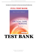 Test Bank For Introduction To Critical Care Nursing 7th Edition Sole| Complete Guide| Test Prep| Complete|