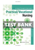 Contemporary Practical Vocational Nursing 9th Edition Kurzen Test Bank| ISBN-13 ‏ : ‎9781975136215| Complete Guide A+