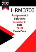 HRM3706 Assignment 2 (Solutions) Semester 2 (2022) with Exam Pack -  Questions and answers (All you need) 