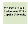 MBA 5016 Unit 4 Assignment 2022 - Capella University
