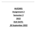 AUE2601 Assignment 2 semester 2 2022