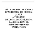TEST BANK FORTHE SCIENCE OF NUTRITION, 4TH EDITION, JANICE J. THOMPSON MELINDA MANORE, LINDA VAUGHAN