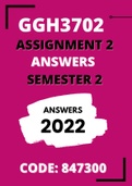 GGH3702 Assignment 2 (Solutions) Semester 2 (2022) #847300 (Detailed answers provided - References included)