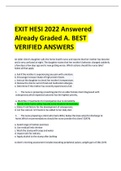 EXIT HESI 2022 Answered Already Graded A. BEST VERIFIED ANSWERS 