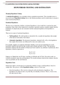 Class notes HYPOTHESIS TESTING AND ESTIMATION