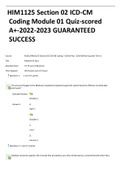HIM1125 Section 02 ICD-CM Coding Module 01 Quiz-scored A+-2022-2023 GUARANTEED SUCCESS