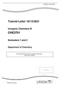 Inorganic Chemistry III CHE3701 TUTORIAL LETTER 101 2021