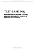 TEST BANK FOR NURSING INFORMATICS AND THE FOUNDATION OF KNOWLEDGE 4TH EDITION 2024 LATEST UPDATE  BY MCGONINGLE 