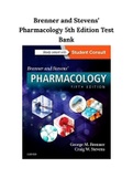 Brenner and Stevens’ Pharmacology 5th Edition Test Bank / Complete Guide A+