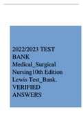 2022/2023 TEST BANK Medical_Surgical Nursing10th Edition Lewis Test_Bank. VERIFIED ANSWERS 
