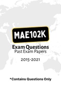 MAE102K - Exam Questions PACK (2015-2021) 