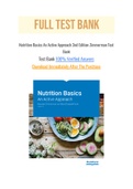Nutrition Basics An Active Approach 2nd Edition Zimmerman Test Bank with Question and Answers, From Chapter 1 to 15 