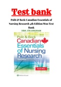 Polit & Beck Canadian Essentials of Nursing Research 4th Edition Woo Test Bank|ISBN-13: 9781975109691|Complete Guide A+