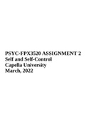 PSYC-FPX3520 Intro To Social Psychology ASSIGNMENT 2 (Self and Self-Control) March, 2022.