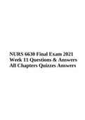 NURS 6630 Approaches To Treatment Of Psychopathology Final Exam 2021 Latest Question And Answers & NURS 6630 PSYCHOPHARMACOLOGY Final Exam 2021 Questions & Answers | All Chapters Quizzes.