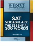 THE INSIDER’S COMPLETE GUIDE TO SAT VOCABULARY: THE ESSENTIAL 300 WORDS LARRY KRIEGER