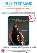 Test Bank For Anatomy & Physiology: The Unity of Form and Function 9th Edition by Kenneth S. Saladin 9781260256000 Chapter 1-29 Complete Guide.