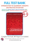 Test Bank for Introduction to Leadership: Concepts and Practice 5th Edition By Peter G. Northouse Chapter 1-14 Complete Guide A+