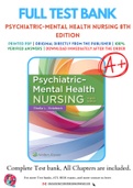 Test Bank for Psychiatric-Mental Health Nursing 8th Edition By Shelia Videbeck Chapter 1-24 Complete Guide A+