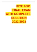ISYE 6501  FINAL EXAM WITH COMPLETE  SOLUTION 2022/2023  