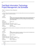 Test Bank Information Technology Project Management, 8e Schwalbe