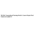NR 394 Transcultural Nursing Week 6: Course Project Part 3 Check-In Graded A+.