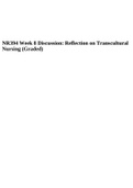 NR394 Week 8 Discussion: Reflection on Transcultural Nursing (Graded). 