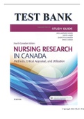 Test Bank For Nursing Research in Canada 4th Edition By Cherylyn Cameron; Geri LoBiondo Wood; Judith Haber; Mina Singh 9781771720984 Chapter 1-20 Complete Guide .
