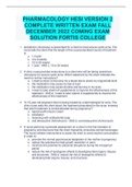 PHARMACOLOGY HESI VERSION 2 COMPLETE WRITTEN EXAM FALL DECEMBER 2022 COMING EXAM SOLUTION FORTIS COLLEGE