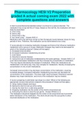 Pharmacology HESI V2 Preparation graded A actual coming exam 2022 with complete questions and answers