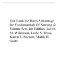 Test Bank for Davis Advantage for Fundamentals Of Nursing (2 Volume Set), 4th Edition, Judith M. Wilkinson, Leslie S. Treas, Karen L. Barnett, Mable H. Smith