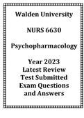 Walden University NURS 6630 Psychopharmacology Year 2023 Latest Review Test Submitted Exam Questions and Answers