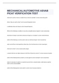 MECHANICAL/AUTOMOTIVE ASVAB PICAT VERIFICATION TEST EXAM 2022/2023