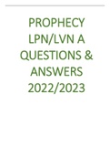 PROPHECY LPN/LVN A QUESTIONS & ANSWERS 2022/2023 