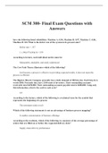 SCM 300- Final Exam Questions with Answers