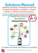 Personal Financial Planning 14th Edition By Randy Billingsley; Lawrence J. Gitman; Michael D. Joehnk Solutions Manual .