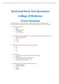 Questions and Answers > Head and Neck Test Questions College of Medicine Gross Anatomy. 280 Questions and Answer