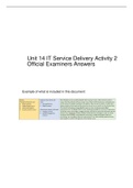Unit 14 IT Service Delivery Activity 2 OFFICIAL EXAMINER ANSWERS