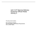 Unit 14 IT Service Delivery Activity 3 OFFICIAL EXAMINER ANSWERS