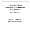 Instructor’s Manual  Fundamentals of Financial Management Thirteenth Edition  James C. Van Horne John M. Wachowicz, Jr. 