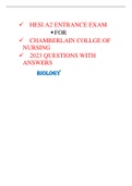 chamberlain college of nursing (HESI A2 2023) HESI A2 BIOLOGY- QUESTIONS AND ANSWERS LATEST UPDATE
